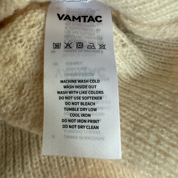 Vamtac Off White Crew Neck Aran Knit Sweater - Picture 5 of 5